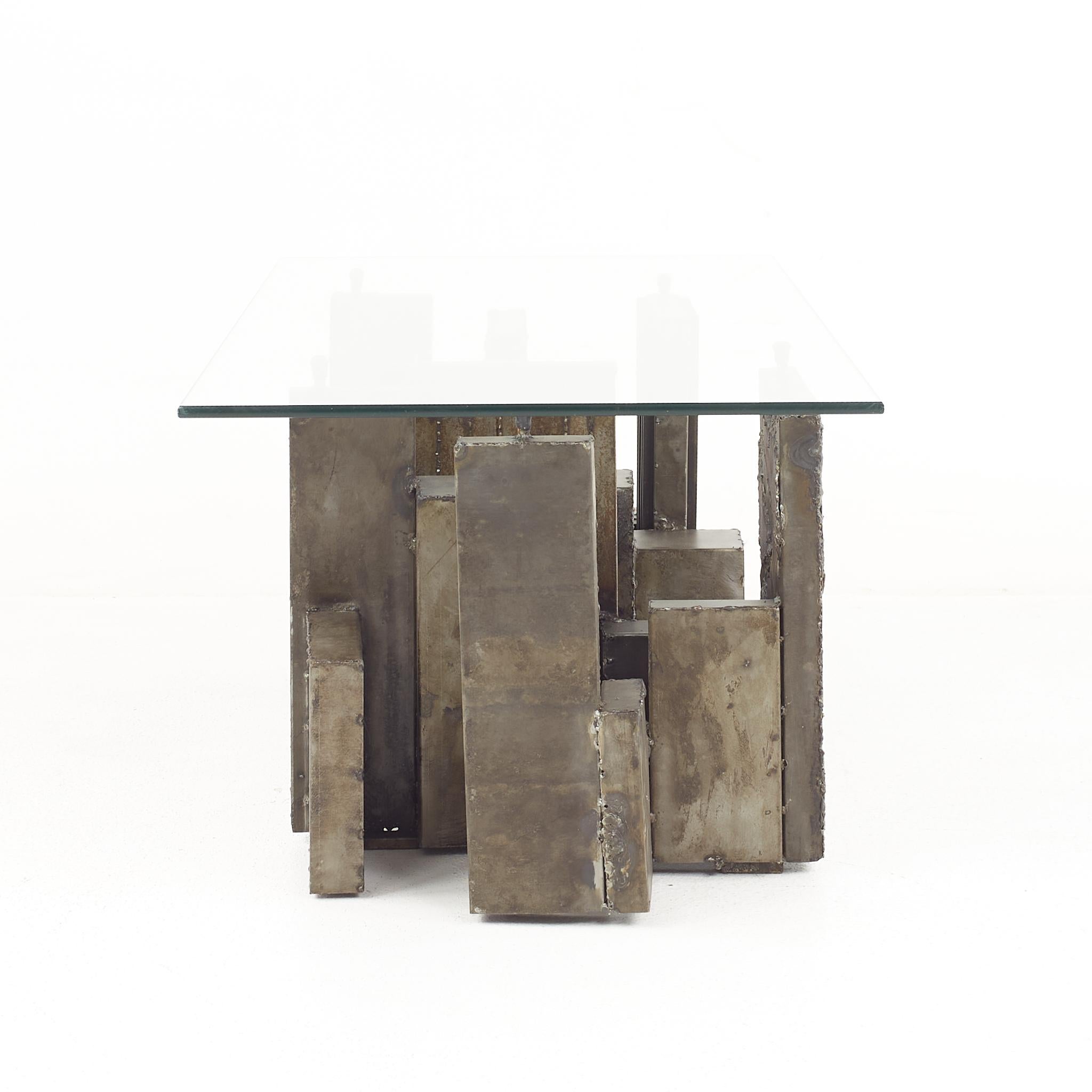 American Paul Evans Style Mid-Century Steel Coffee Table For Sale
