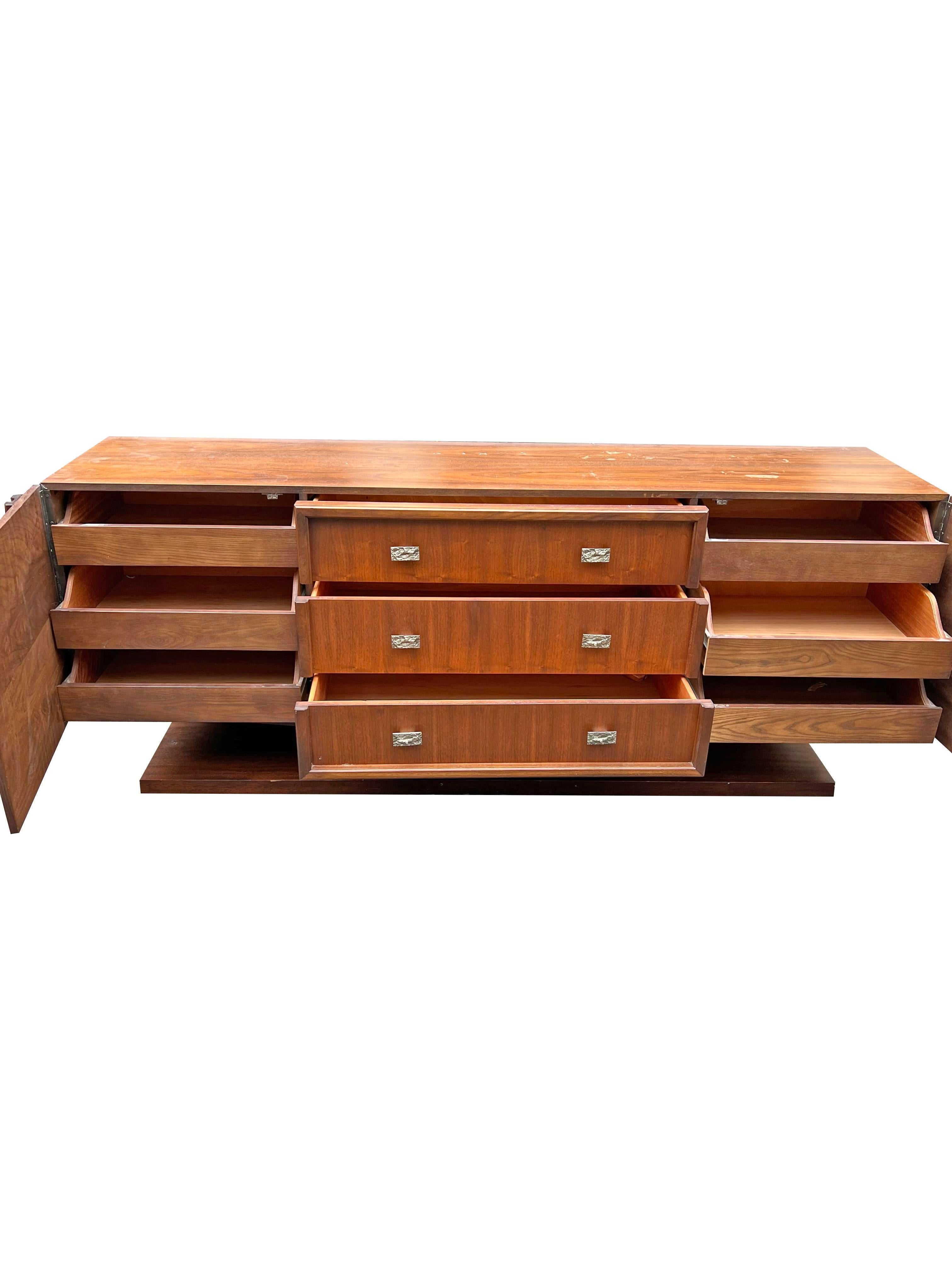 Paul Evans Style Modern Sculpted Floating Dresser or Credenza in Brutalist Style 1