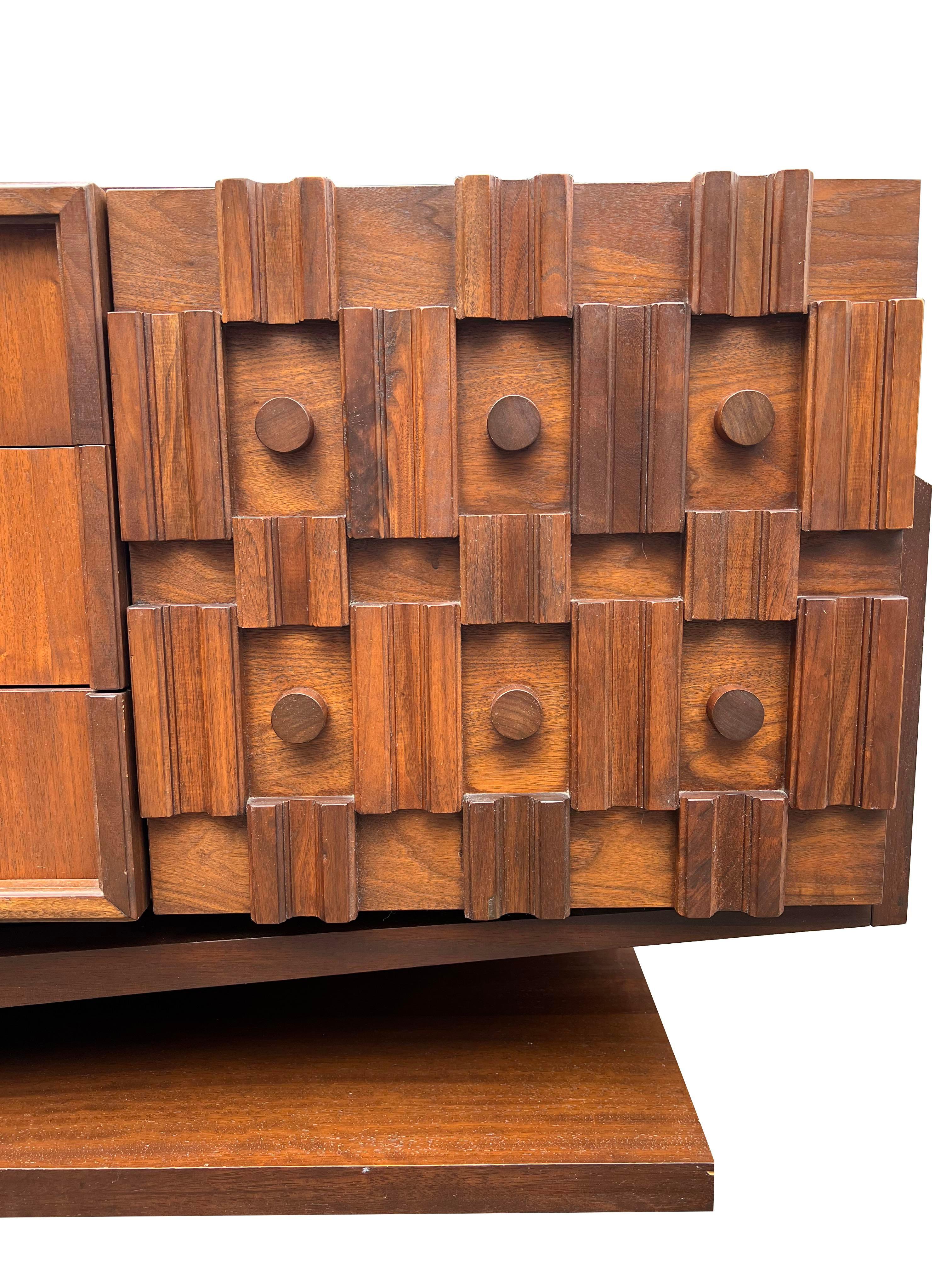 Paul Evans Style Modern Sculpted Floating Dresser or Credenza in Brutalist Style 2