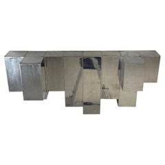 Paul Evans Style, Patchwork Chrome, Mirrored Wall Shelf, USA, 1980s