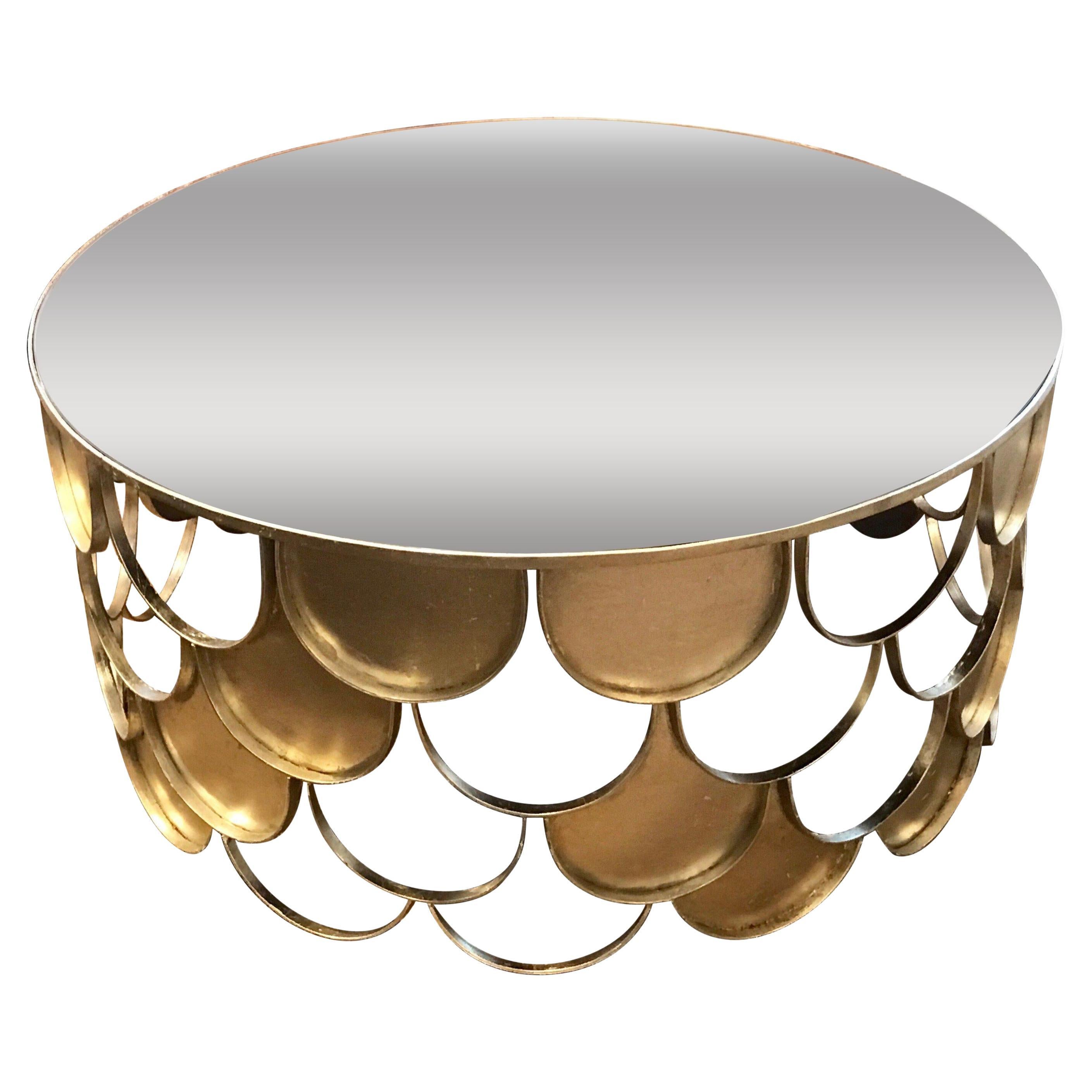Paul Evans Style Silvered Scallop Coffee Table For Sale