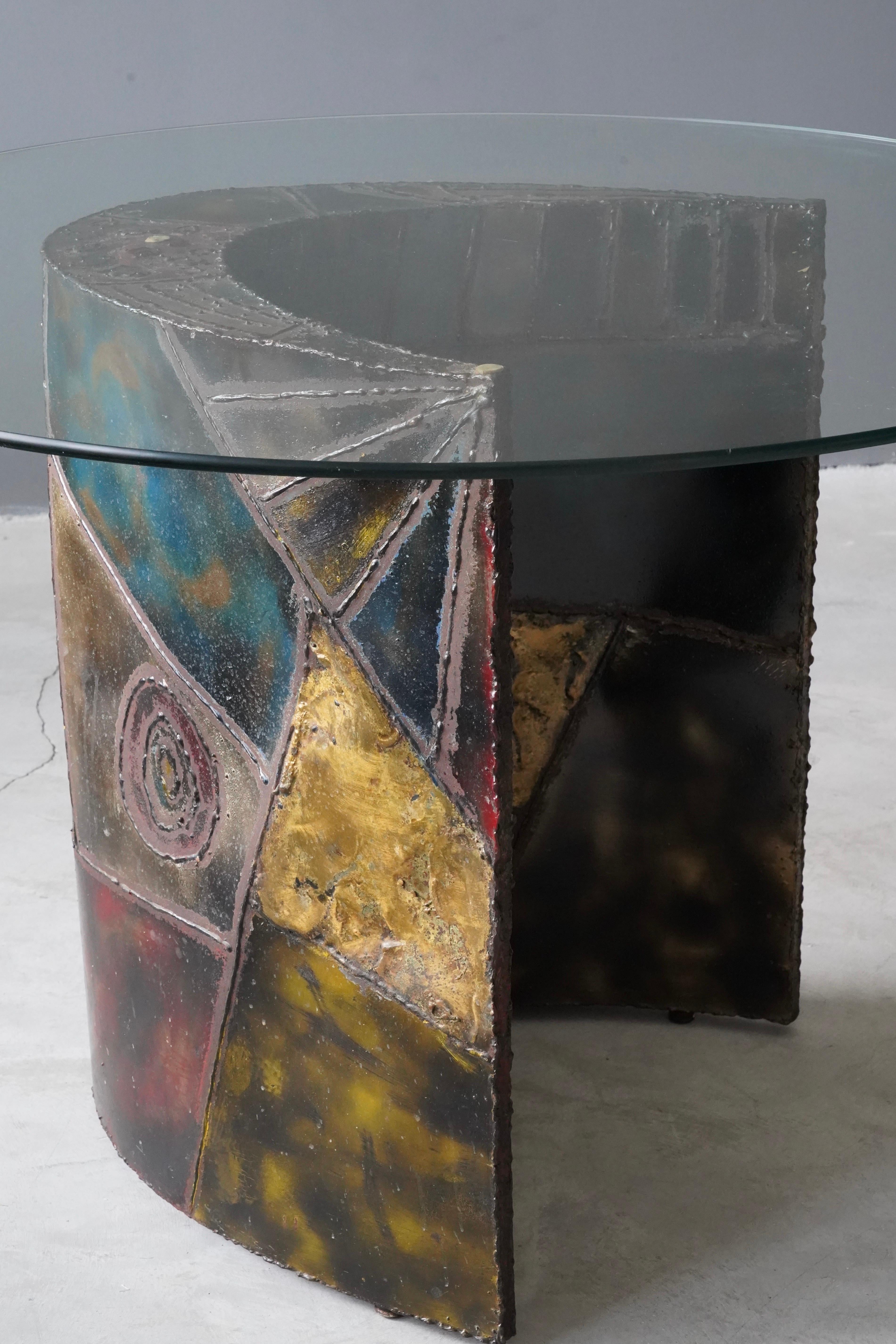 Brutalist Paul Evans, Table, Steel, Glass, Artists Studio for Directional, c. 1971