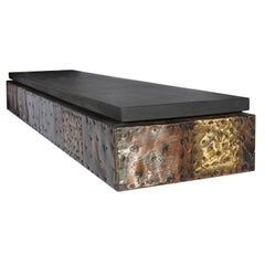 Paul Evans Wall Mounted "Patchwork" Console in Copper, Brass and Pewter, 1970s
