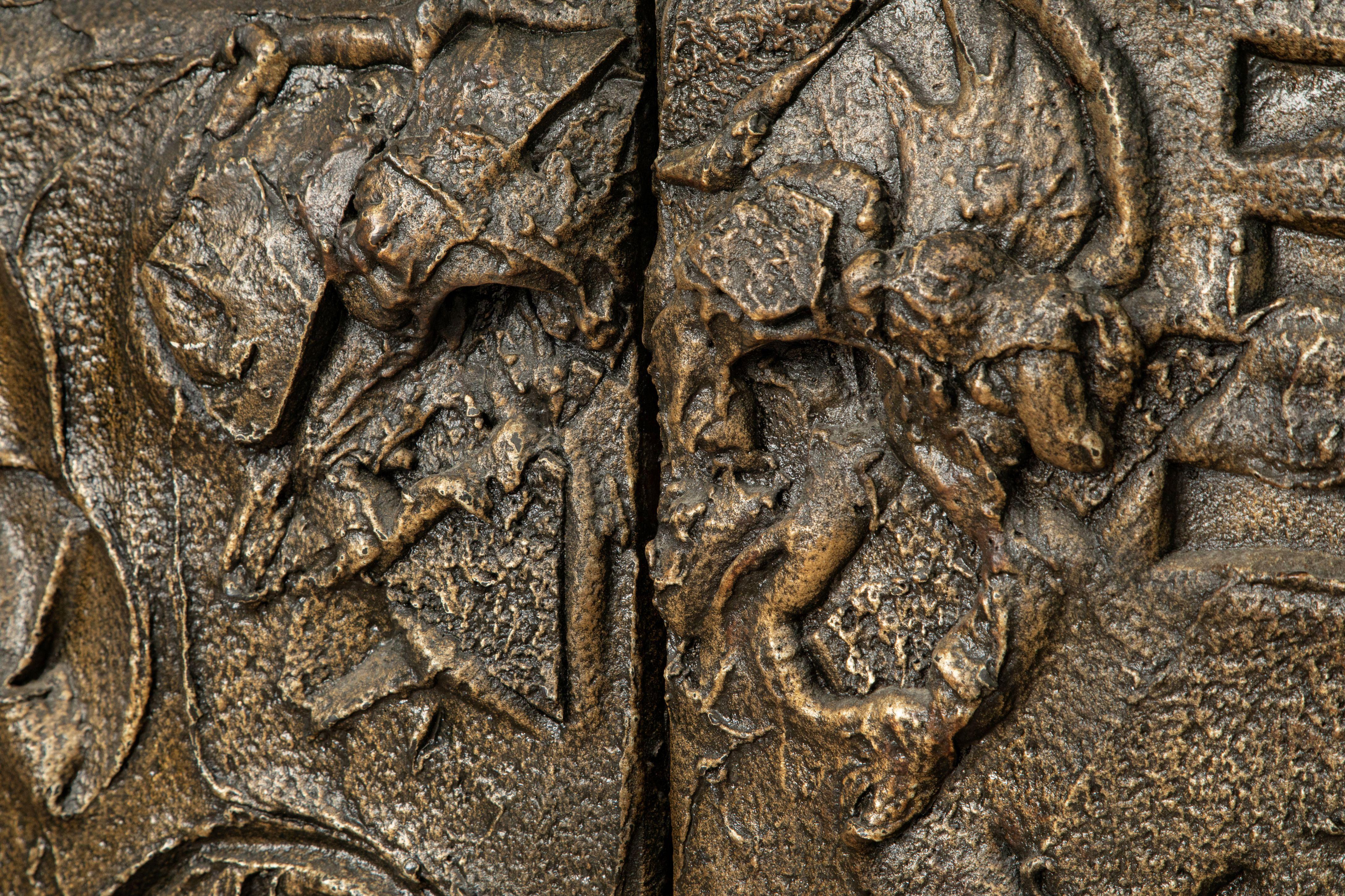 Paul Evans Wall Mounted Sculpted Bronze Brutalist Sideboard, USA, 1969 For Sale 5