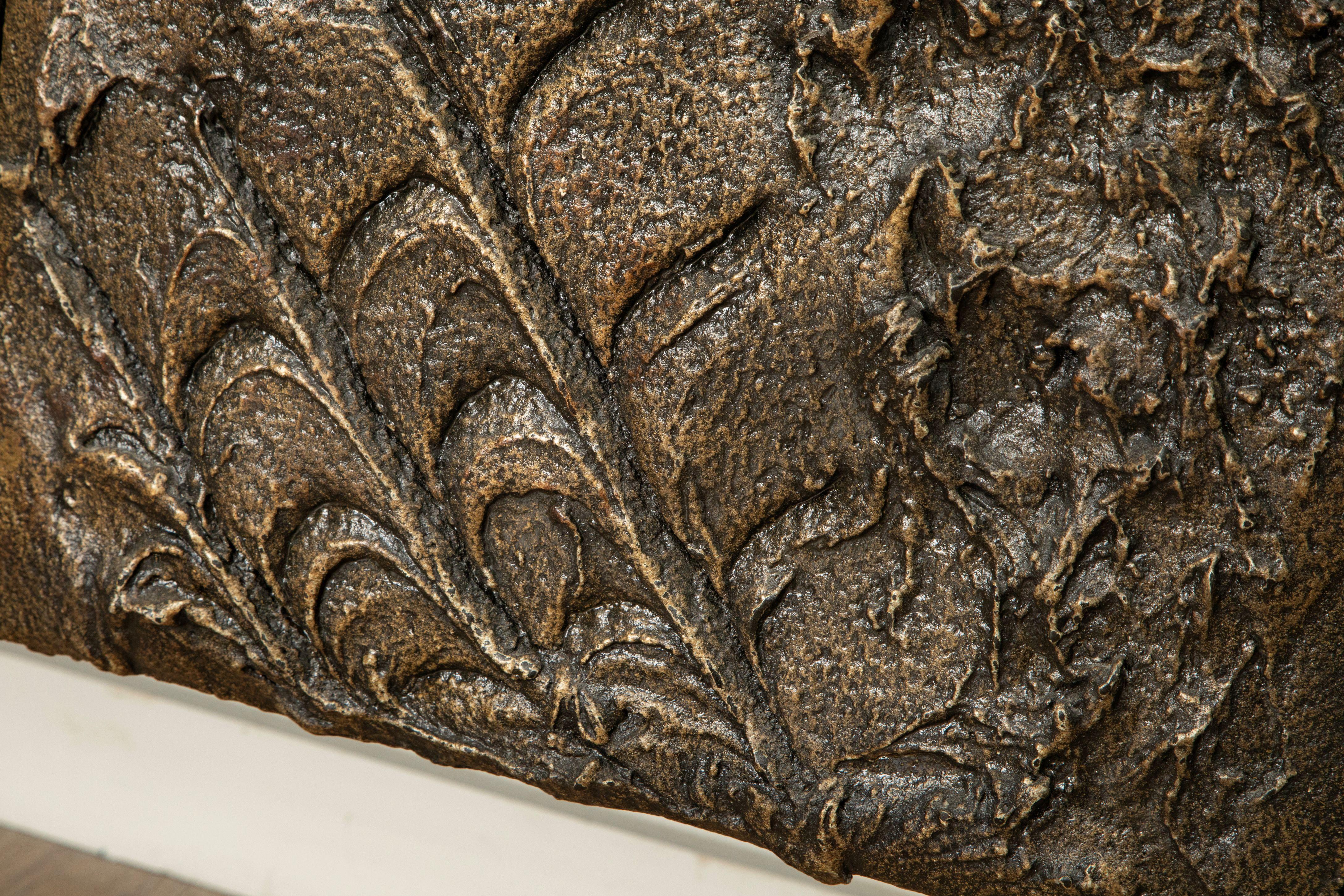 Paul Evans Wall Mounted Sculpted Bronze Brutalist Sideboard, USA, 1969 For Sale 8