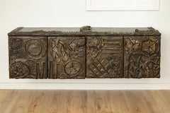 Paul Evans Credenza brutalista scolpita a muro in bronzo, USA, 1969