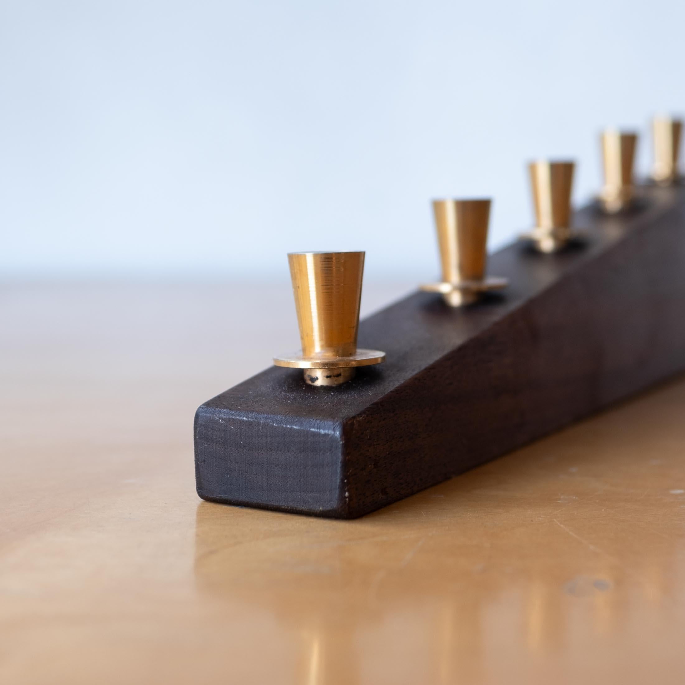 Paul Evans Walnut and Brass Hanukkah Menorah 5