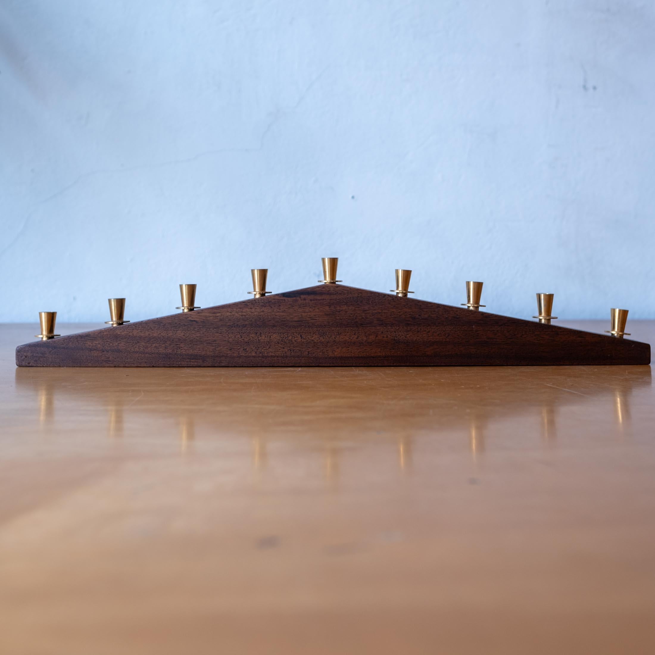 Paul Evans Walnut and Brass Hanukkah Menorah 6