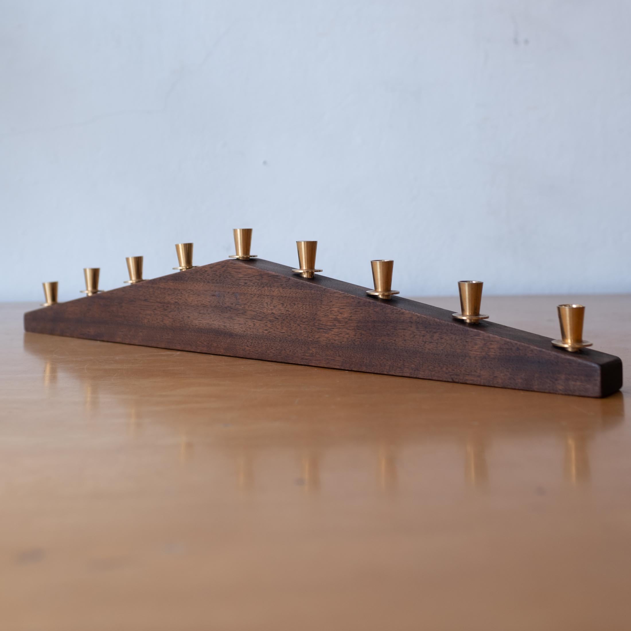 Paul Evans Walnut and Brass Hanukkah Menorah 8