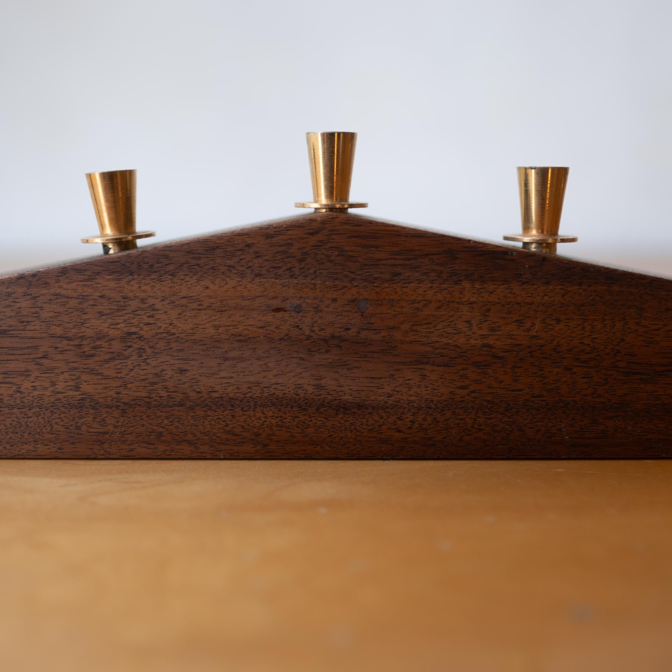 American Paul Evans Walnut and Brass Hanukkah Menorah
