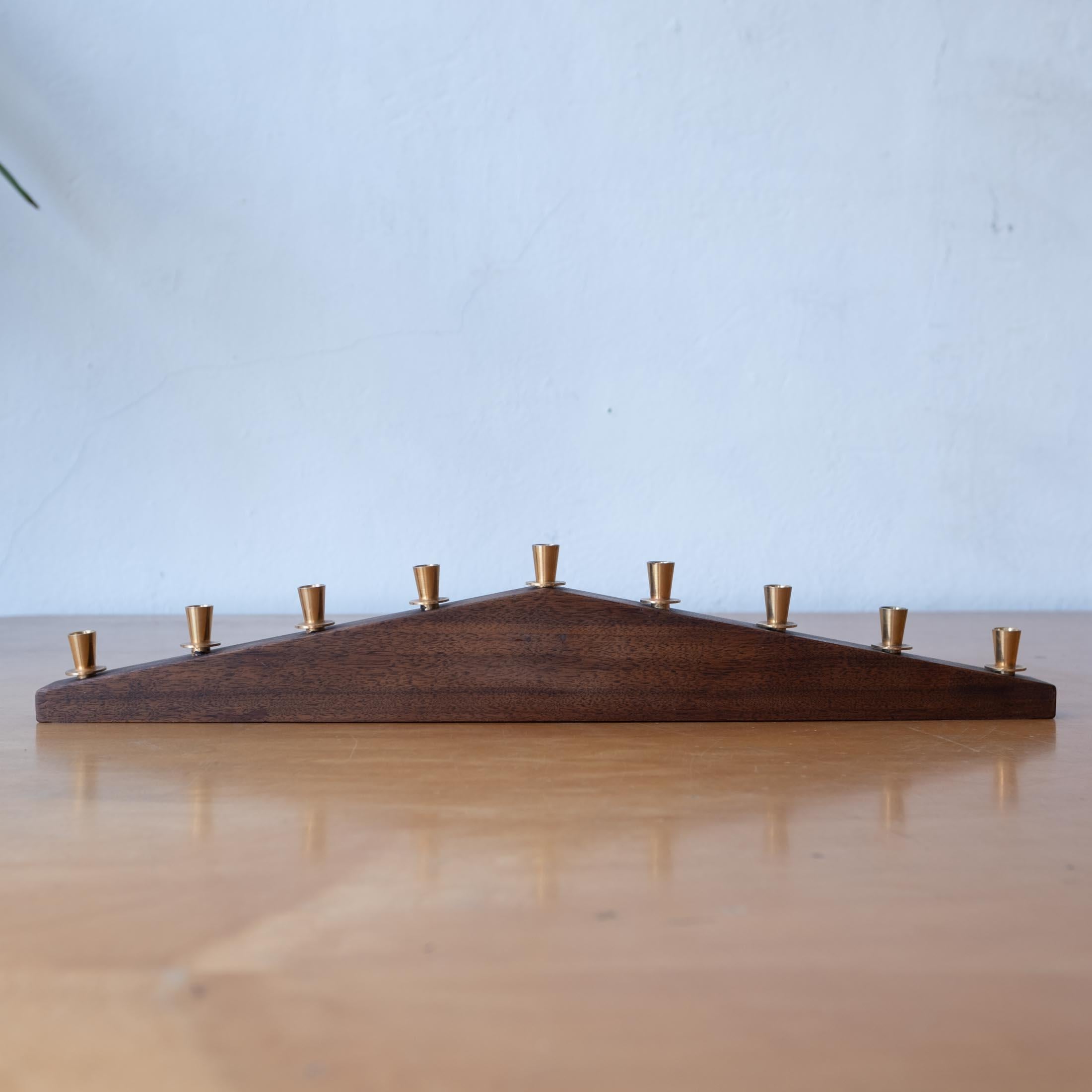 Paul Evans Walnut and Brass Hanukkah Menorah 2