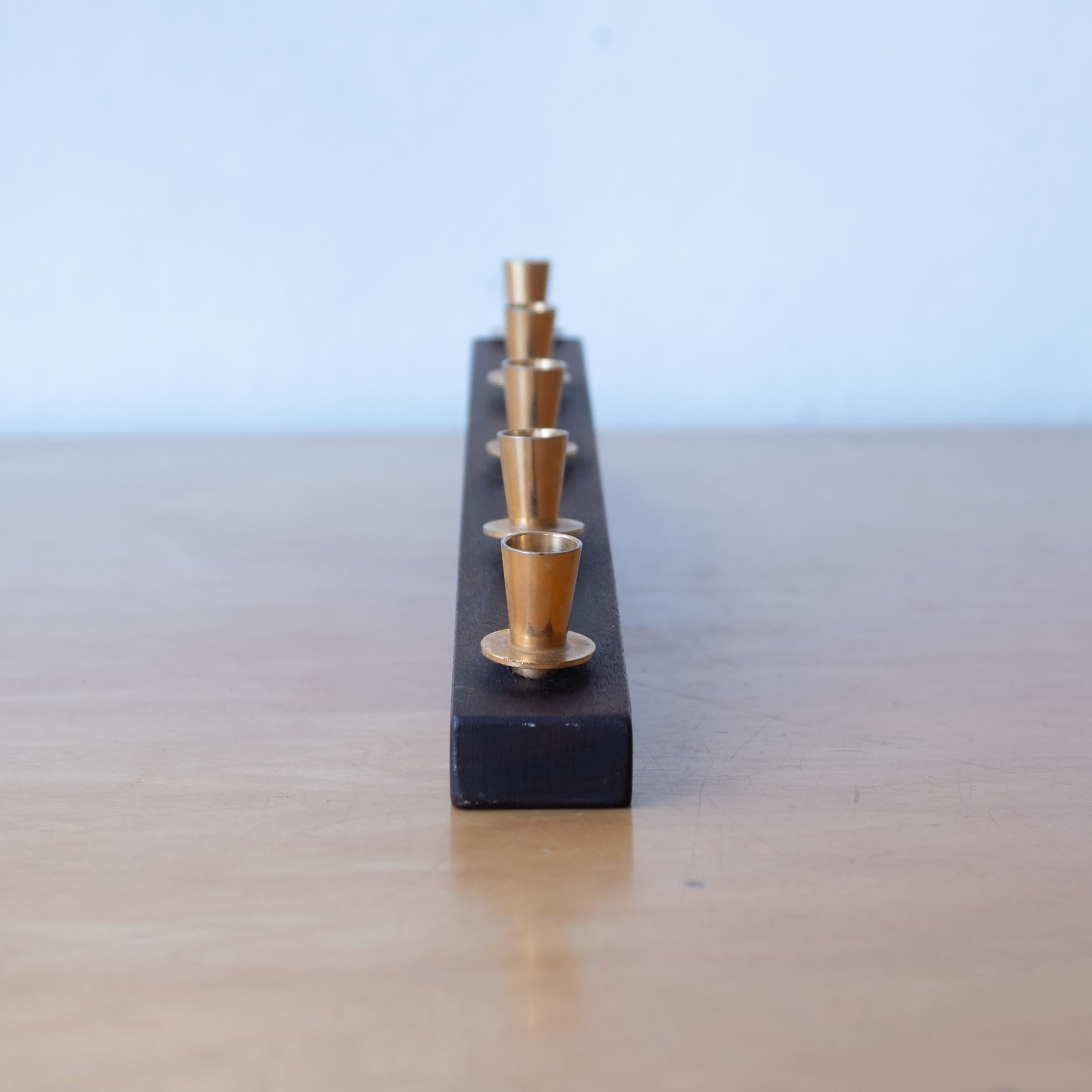 Paul Evans Walnut and Brass Hanukkah Menorah 3