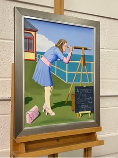 Vintage English Woman at a Seaside Beach Resort in Summer 1960's 1970's England