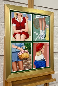 Vintage English Woman Tennis Player Picnic Basket Smoking 1960's 1970's England