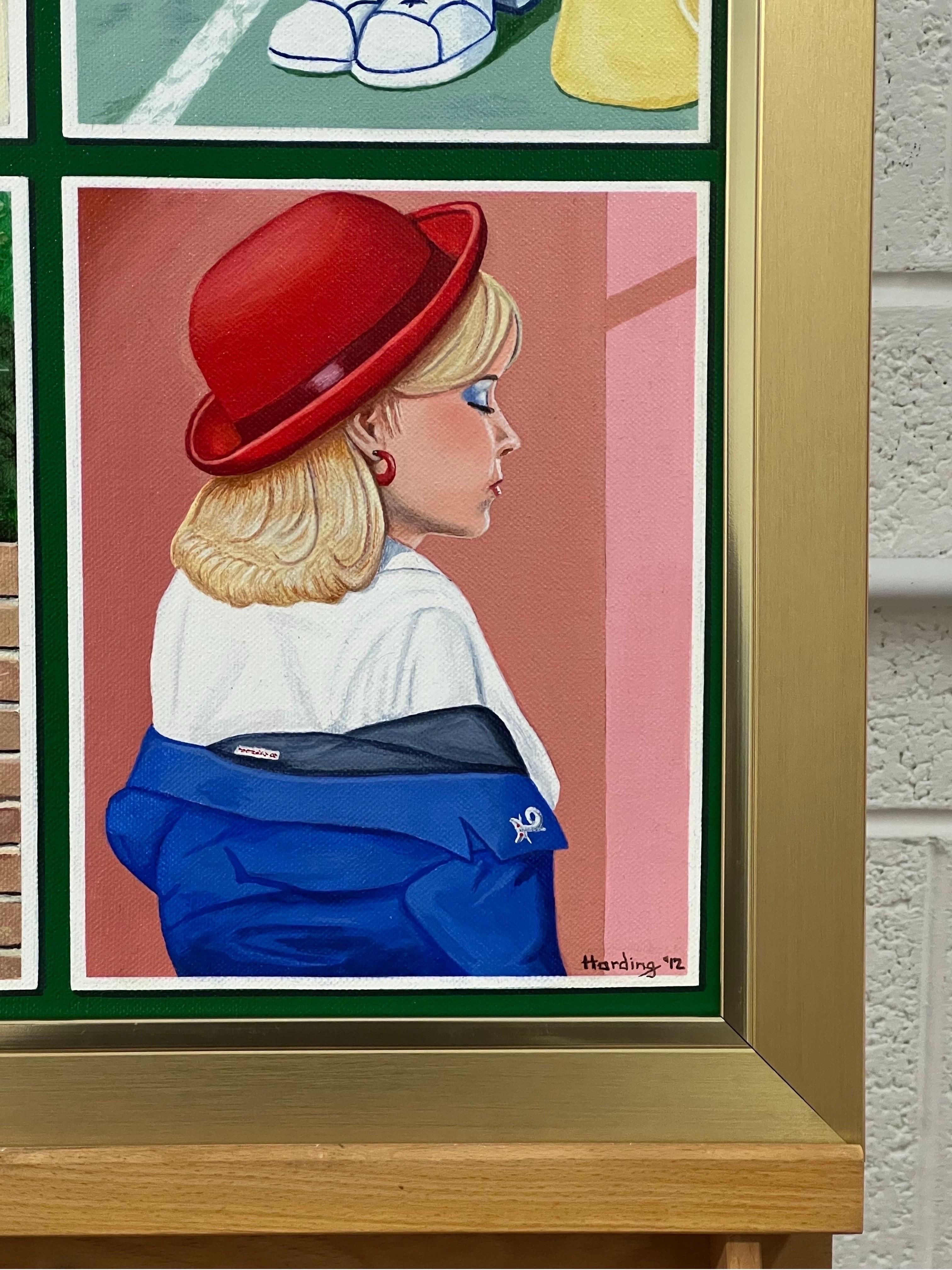 Vintage English Woman Tennis Player Picnic Basket Smoking 1960's 1970's England entitled ‘Love, Hate, Kiss, Or Adore’ by Retro Nostalgic Artist, Paul F Harding. Signed, Original, Oil on Canvas. Presented in a gold frame.

Art measures 20 x 16