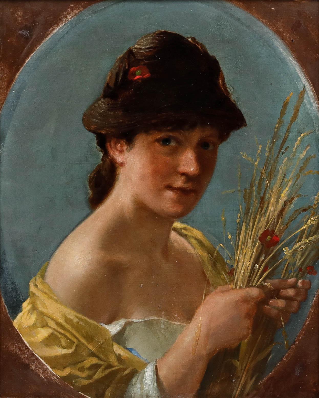 Círculo de Paul Falconer Poole (1807-1879) - Óleo enmarcado, La chica de la cosecha en venta 1