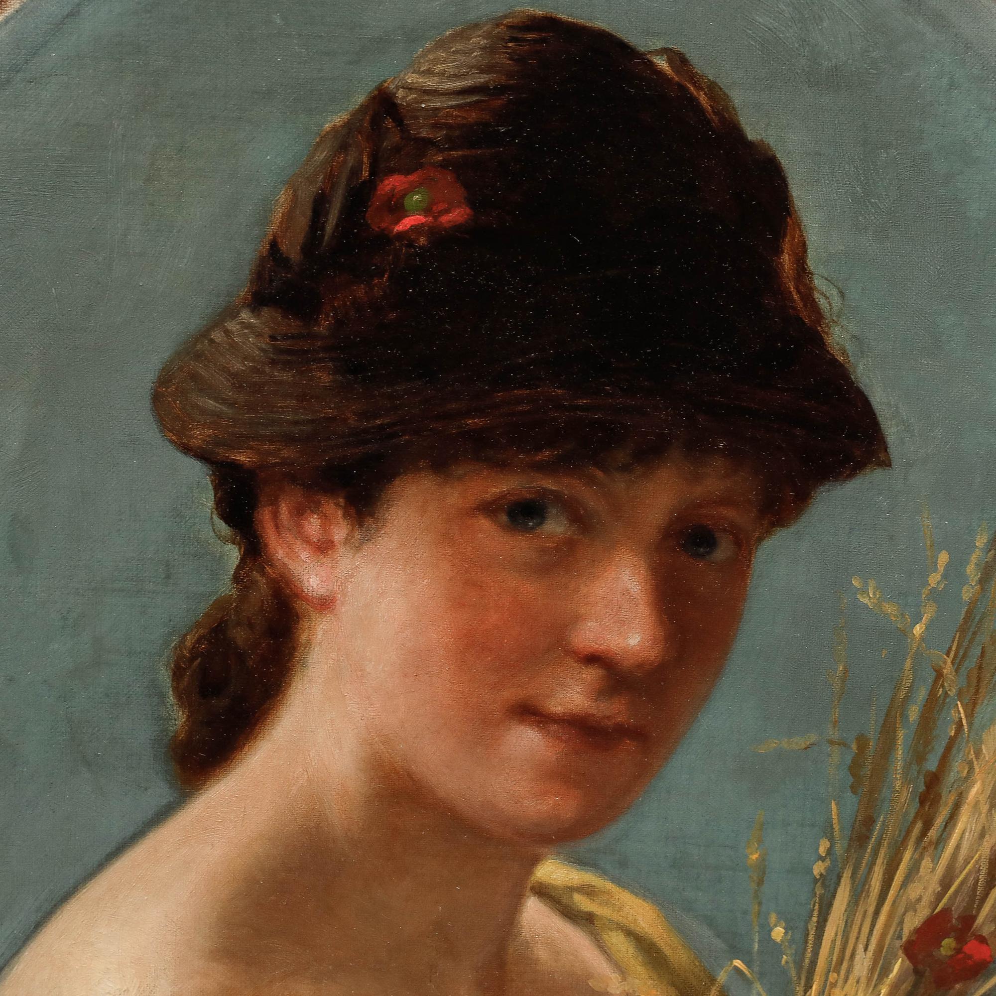 Círculo de Paul Falconer Poole (1807-1879) - Óleo enmarcado, La chica de la cosecha en venta 3