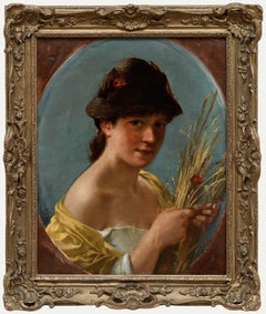 Círculo de Paul Falconer Poole (1807-1879) - Óleo enmarcado, La chica de la cosecha