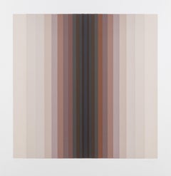 Adytum S II - Strisce astratte tonali con serigrafia bianca e marrone, 1973
