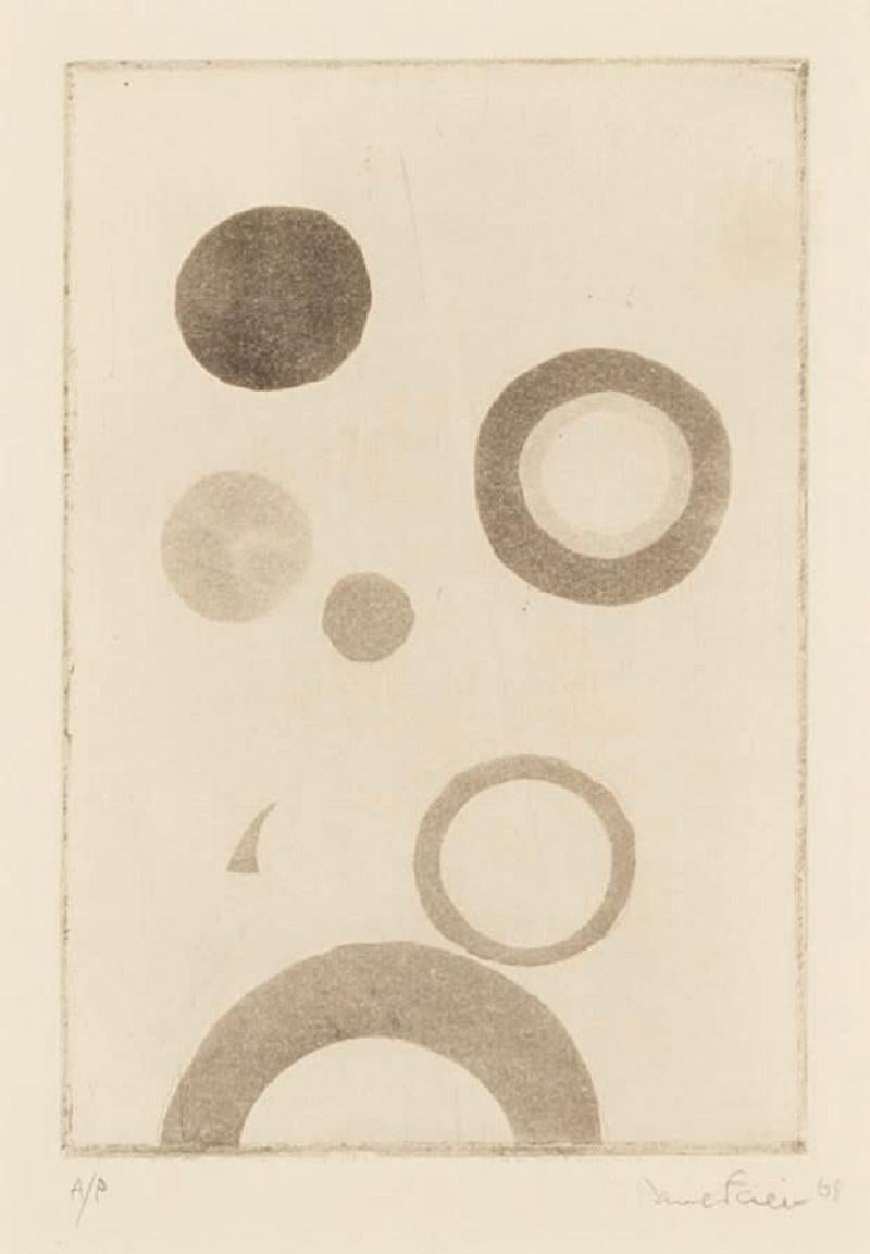 Orbis by Paul Feiler, 1968

Additional information:
Medium: aquatint on textured wove paper
5 3/4 x 4 in
14.6 x 10 cm
signed, dated and inscribed "AP" in pencil

Paul Feiler was a German-born British painter and printmaker.

 

Born in 1918, in