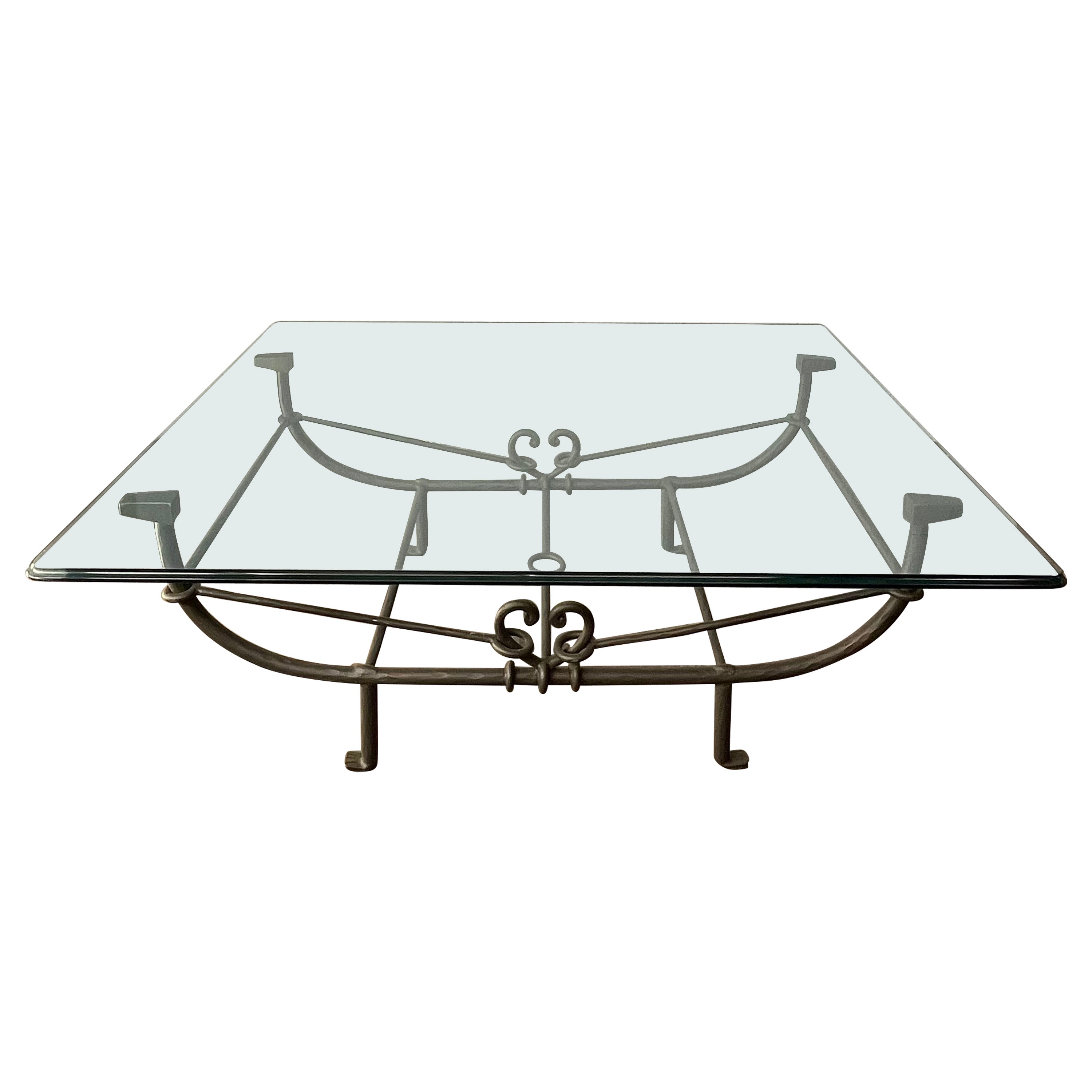 Paul Ferrante American Etruscan Forged and Hammered Iron and Glass Cocktail For Sale