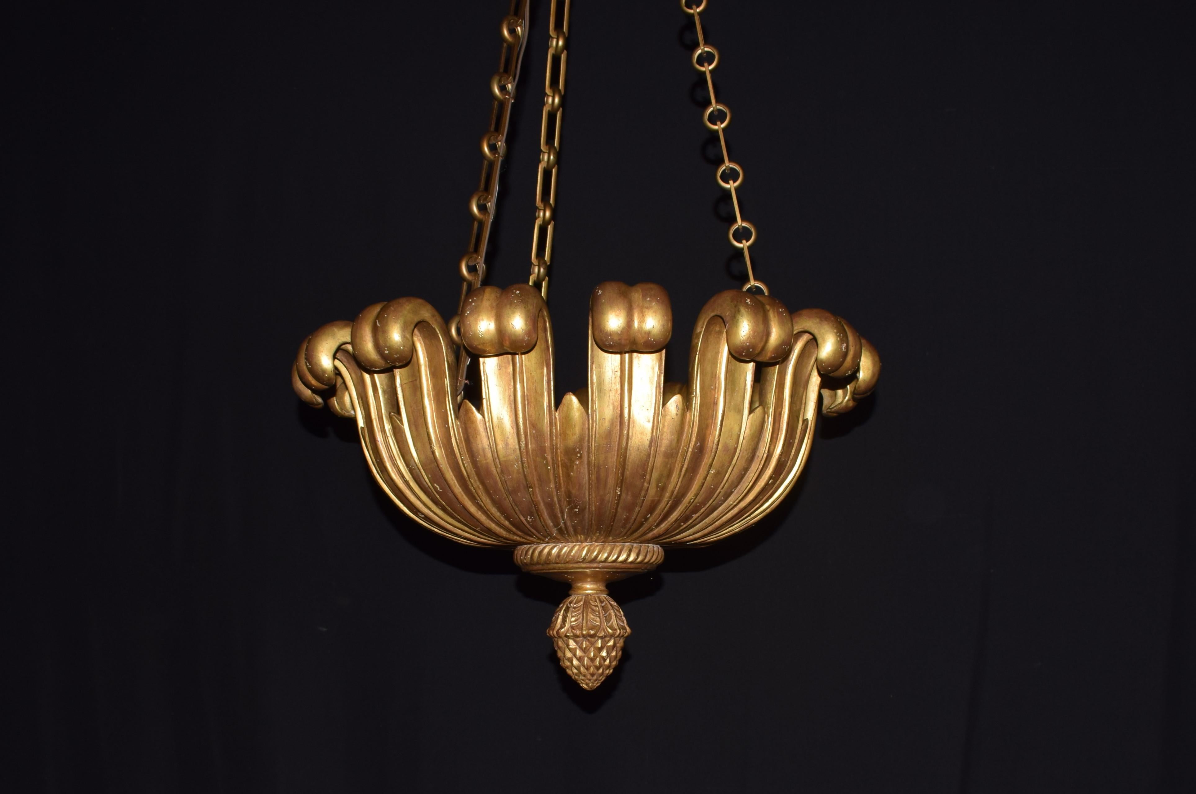 Neoclassical Paul Ferrante Bronze & Giltwood Pendant For Sale