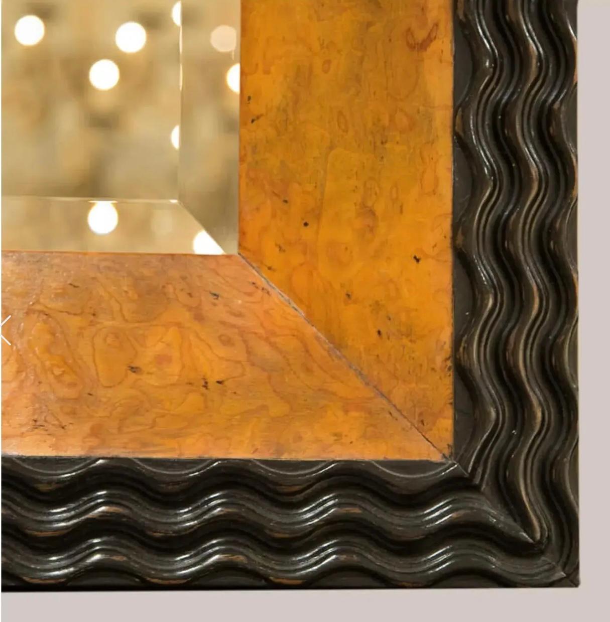 Art Deco Paul Ferrante Burl Walnut & Ebony Trinity Mirror For Sale