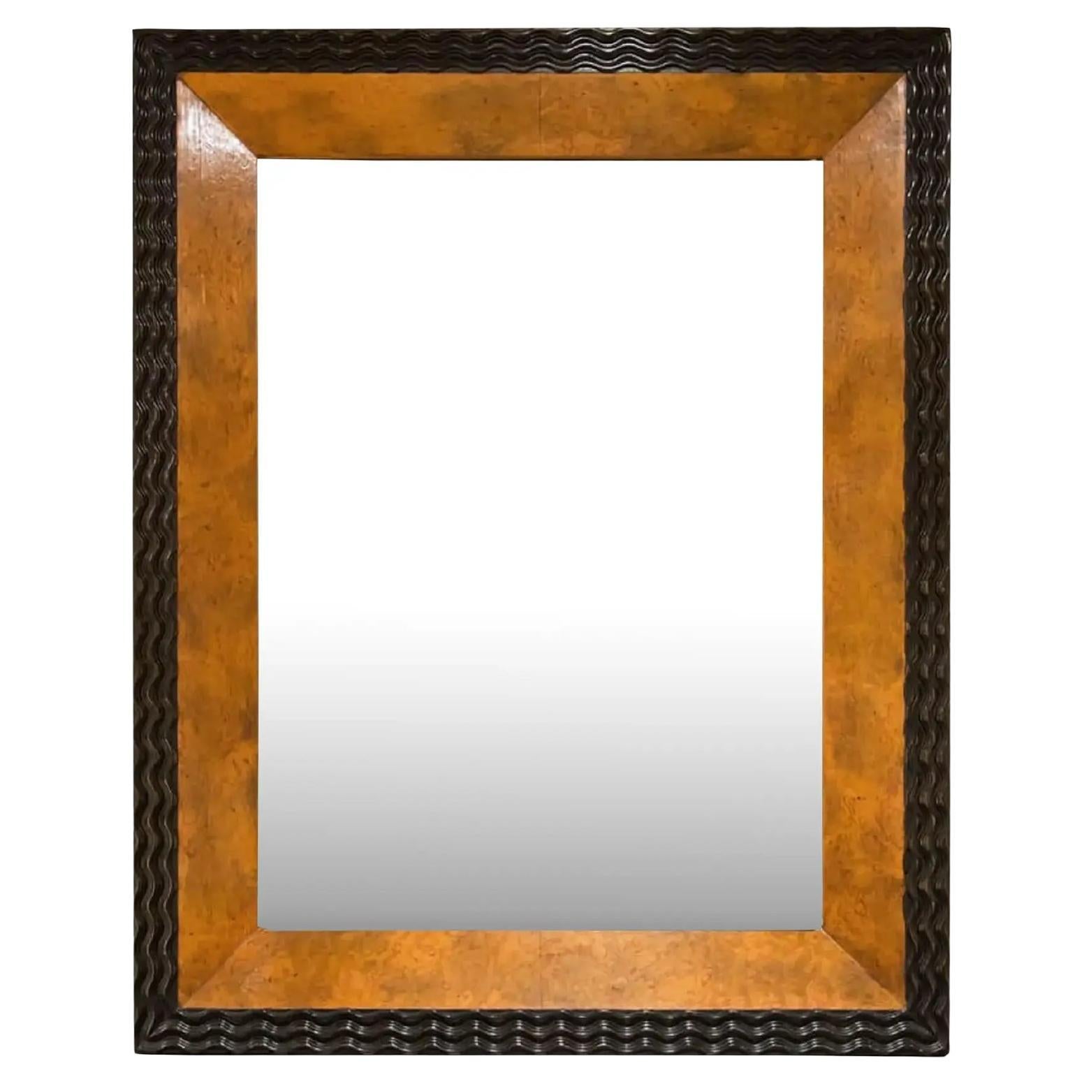Paul Ferrante Burl Walnut & Ebony Trinity Mirror