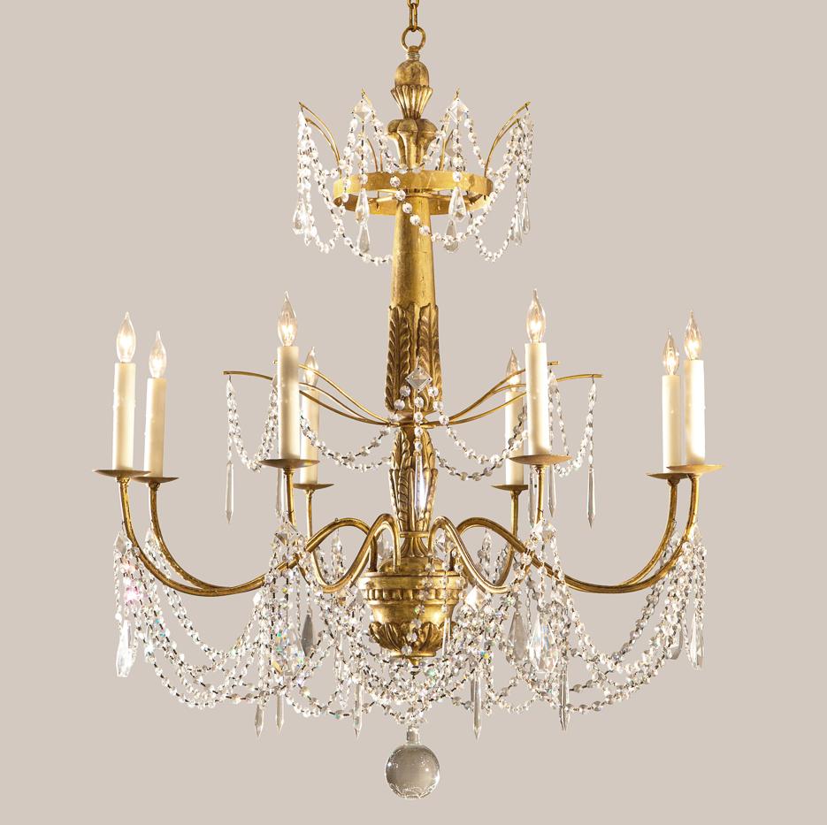 Paul Ferrante Daphne chandelier in 22-karat gold leaf gilding.
Elegantly stunning chandelier by Paul Ferrante.
