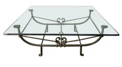 Paul Ferrante "Emilio" Wrought Iron Coffee Table with Glass Top