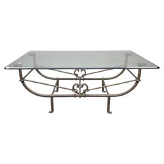 Paul Ferrante "Emilio" Wrought Iron Coffee Table with Glass Top