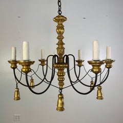 Paul Ferrante Gilt and Iron Six-Light Chandelier, 20th Century