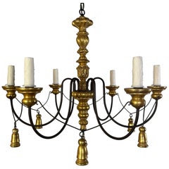 Paul Ferrante Gilt and Iron Six-Light Chandelier, 20th Century
