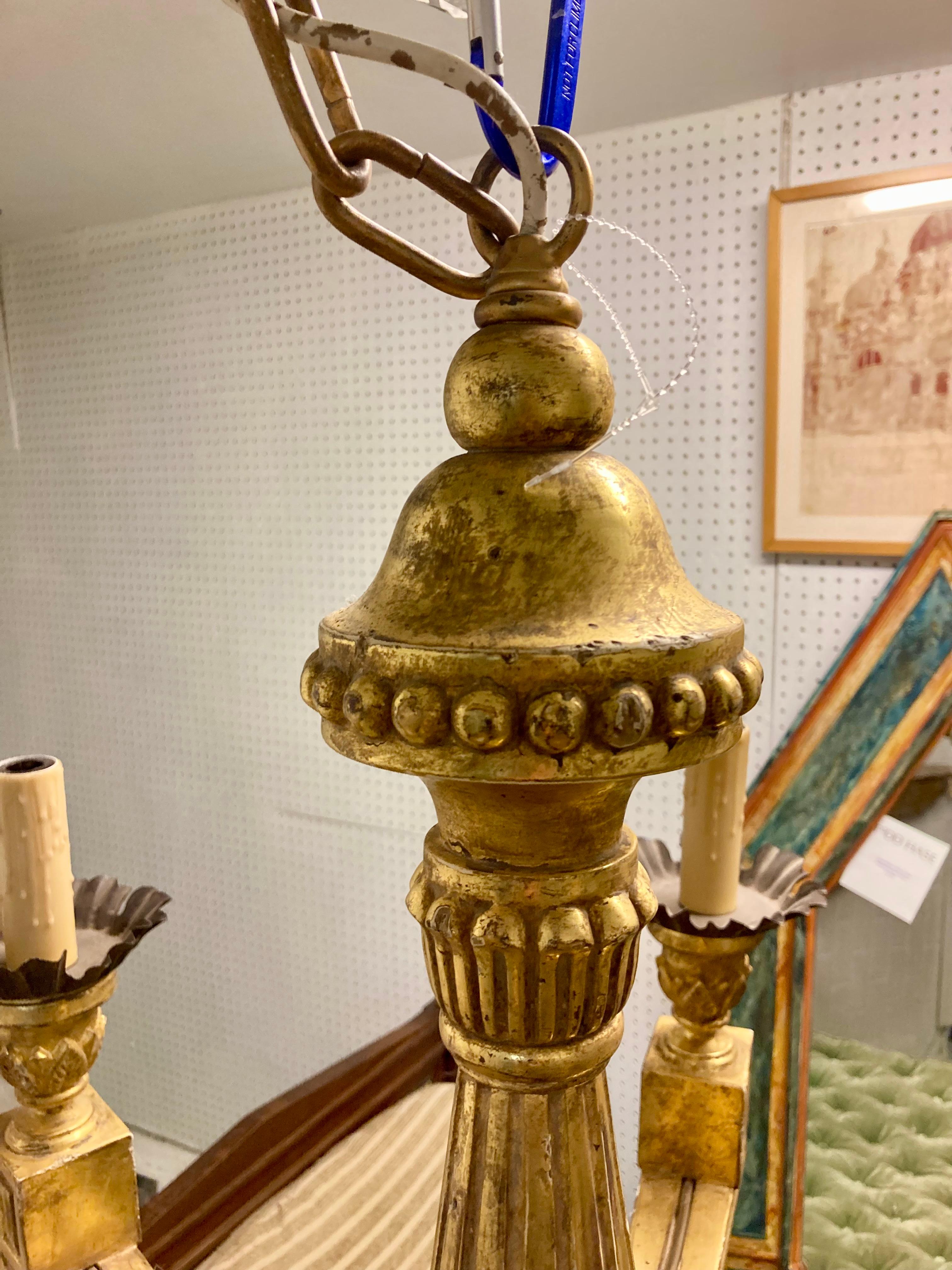 Paul Ferrante Gilt Wood Chandelier In Good Condition For Sale In Los Angeles, CA