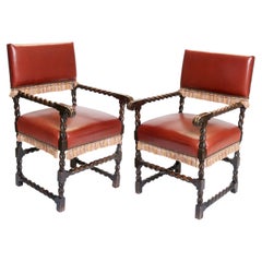 Vintage Paul Ferrante Kid Leather Chairs, a Pair