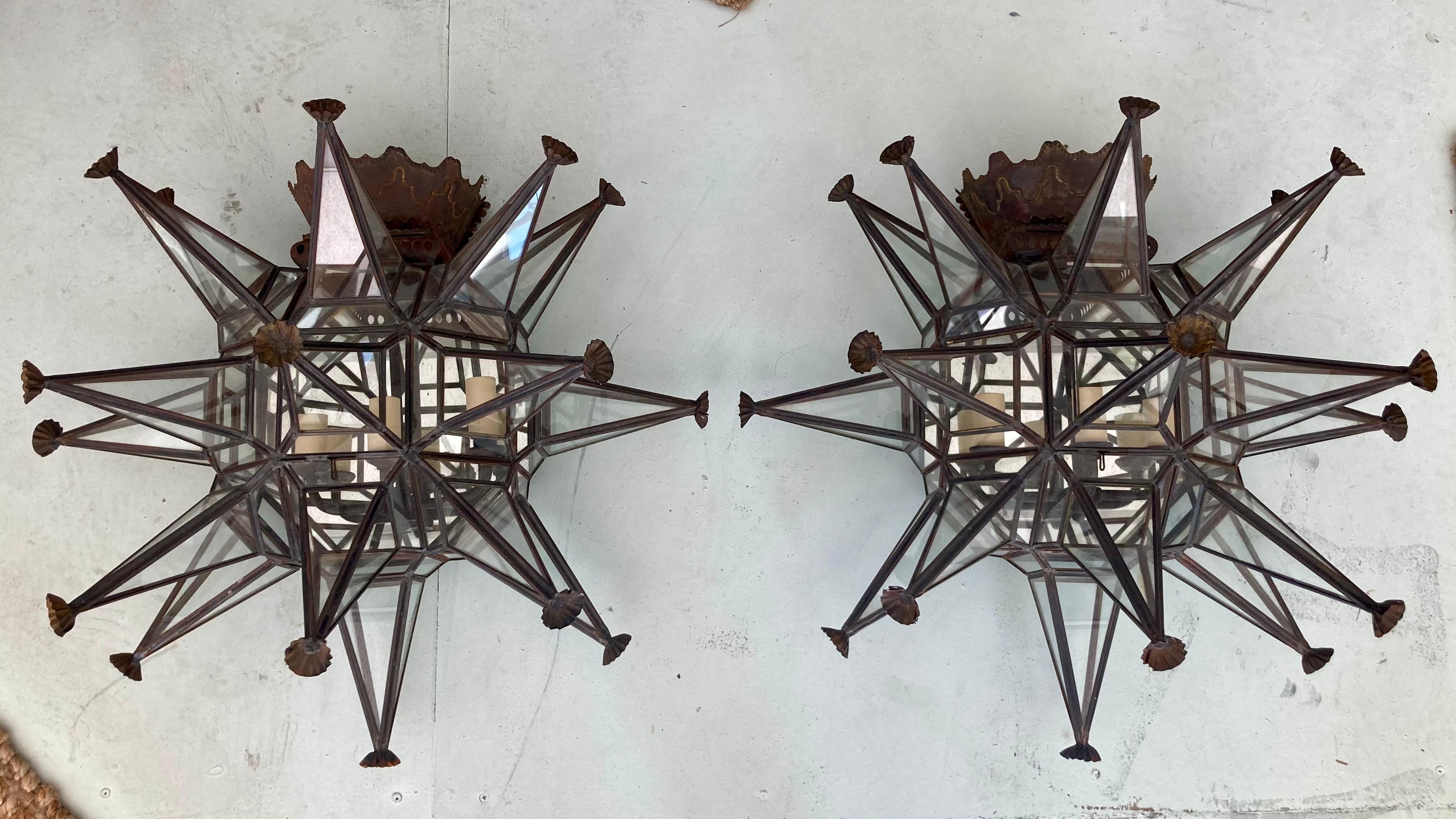 Other Paul Ferrante Large Scale Star Shape Wall Sconces, a Pair For Sale