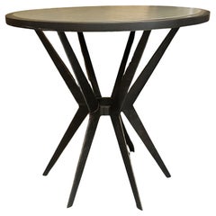 Paul Ferrante Modern Bronze & Leather Round Side or End Table
