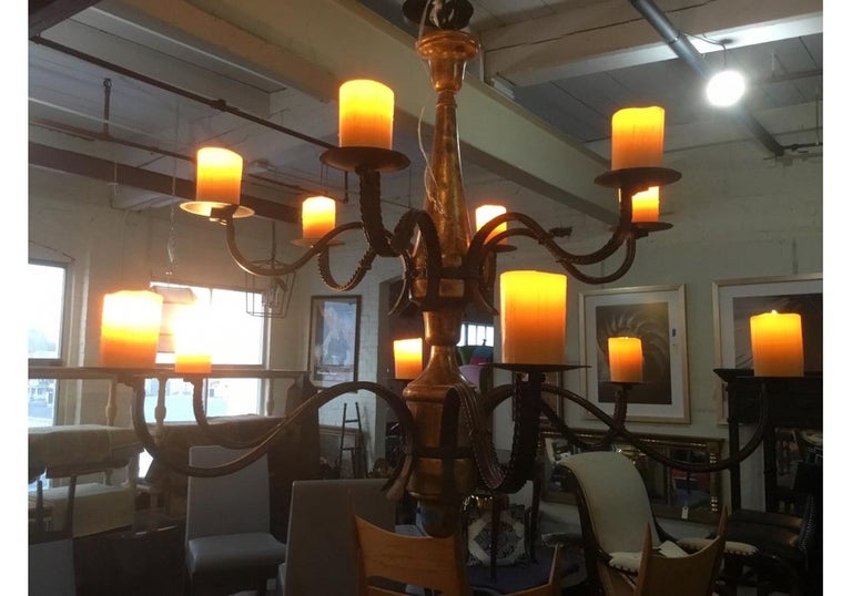 Paul Ferrante Rustic Style Chandelier "The Clinton" with Pillar Candles