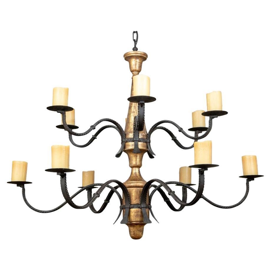 Paul Ferrante Rustic Style Chandelier "The Clinton" with Pillar Candles For Sale