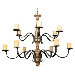Paul Ferrante Rustic Style Chandelier "The Clinton" with Pillar Candles