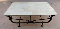 Paul Ferrante Sculptural Etruscan Forged Hammered Iron Coffee Table with Stone