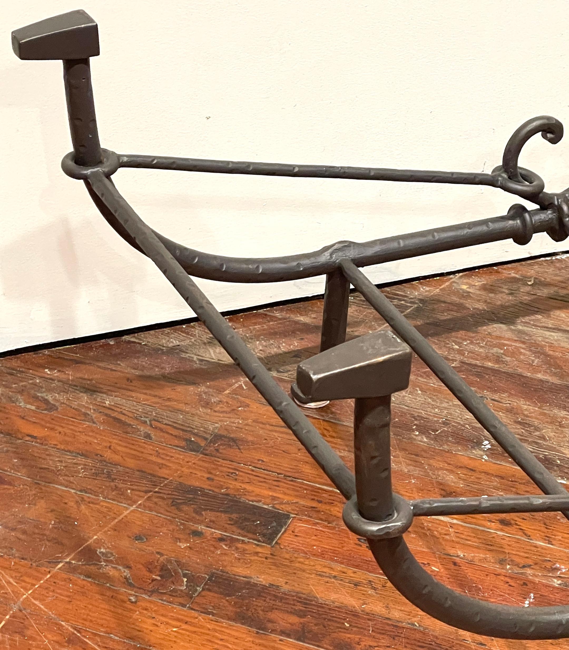 American Paul Ferrante Sculptural Iron Coffee Table Base, Style of Giacometti  For Sale