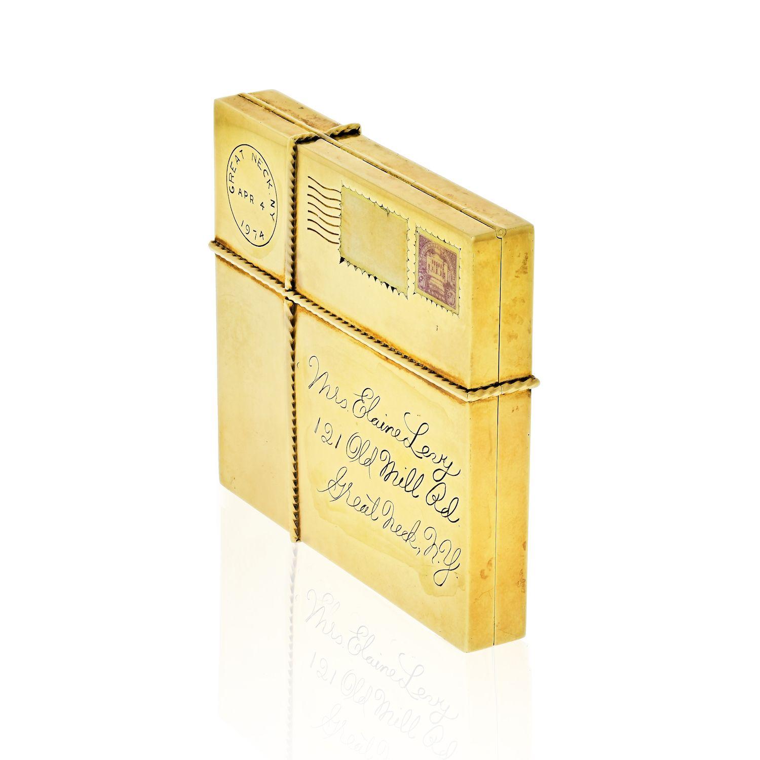 Vintage Paul Flato 14K Gold Compact: 1940's quadratische Form kompakt. 7cm.
