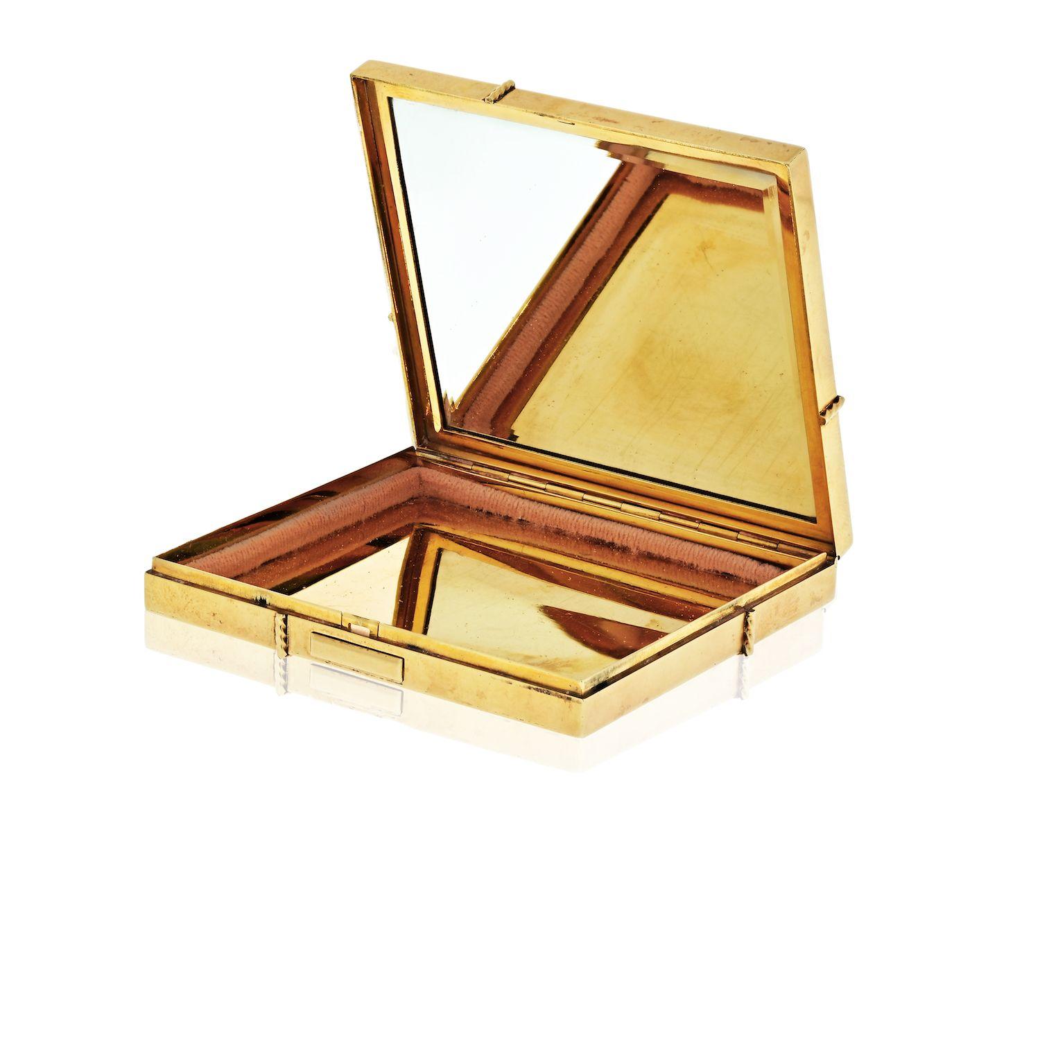 Paul Flato 1940er Jahre 14 Karat Weißgold Vintage Face Mirror Kompaktschmuck (Moderne)