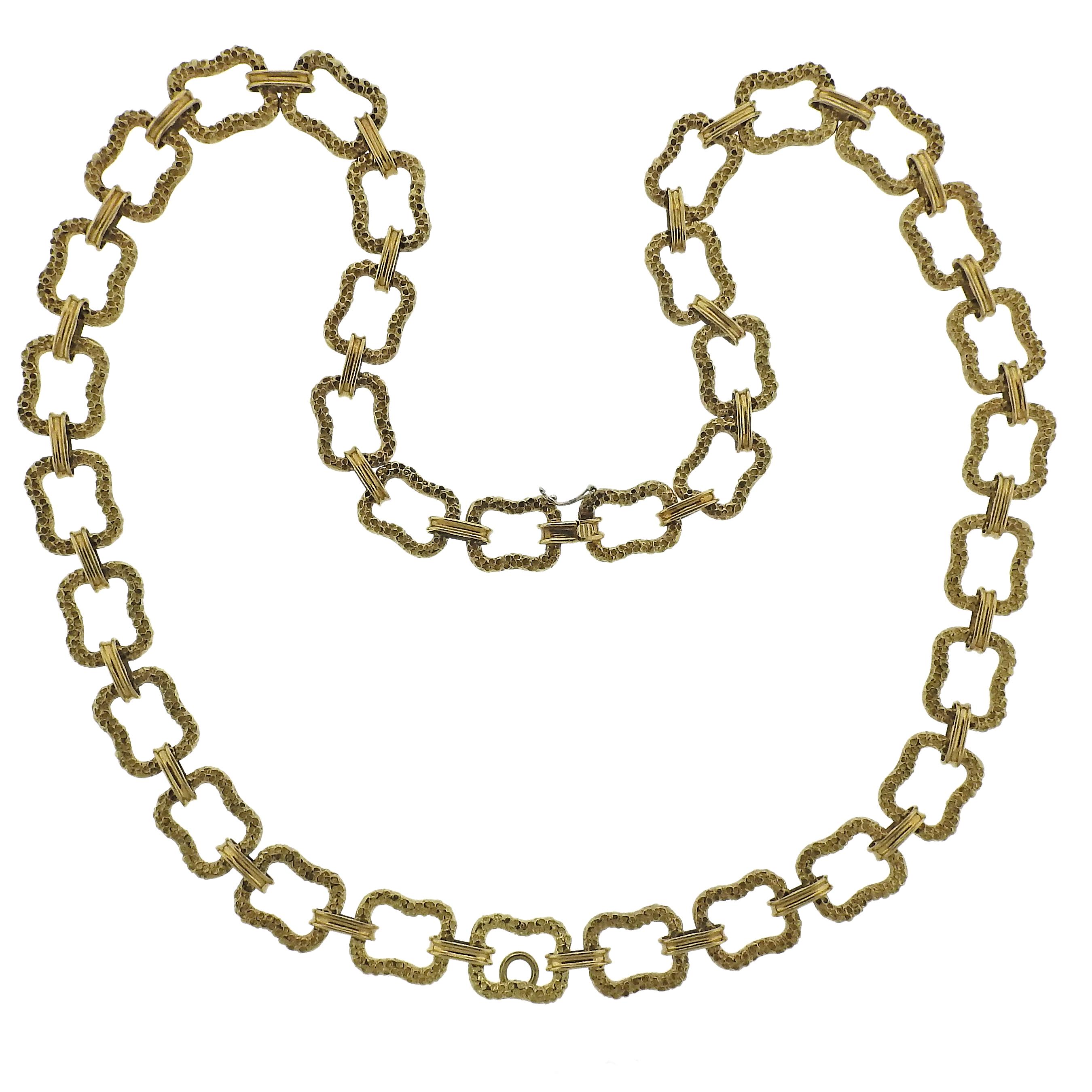 Paul Flato 1970s Gold Long Link Necklace