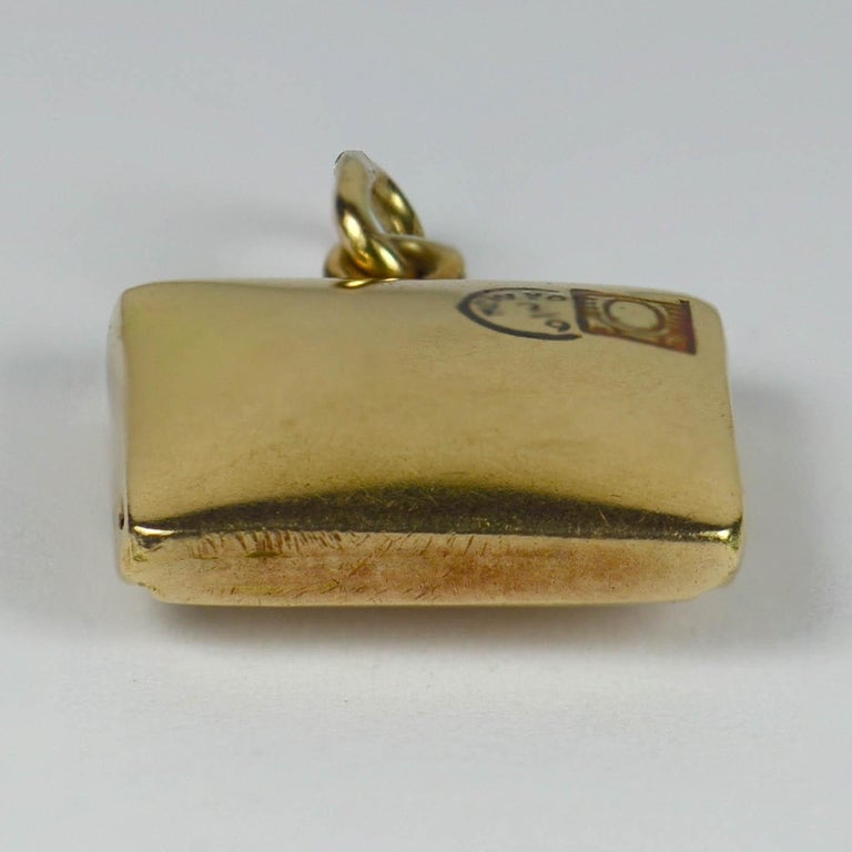 Paul Flato Attributed Yellow Gold Enamel Envelope Charm Pendant at 1stDibs