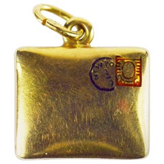 Paul Flato Attributed Yellow Gold Enamel Envelope Charm Pendant