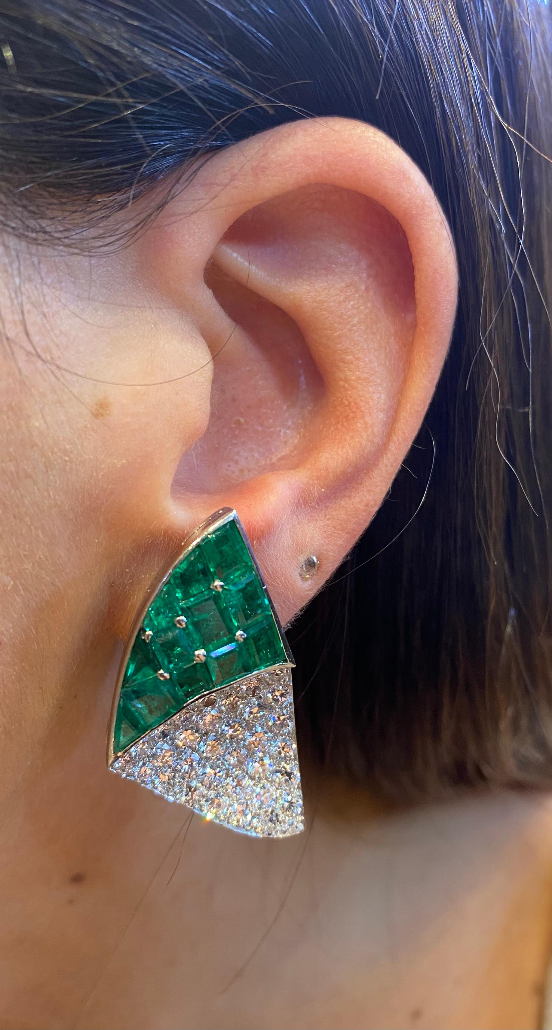 Women's Paul Flato Emerald Sapphire & Diamond Bracelet & Earrings Set For Sale