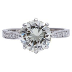Paul Flato GIA 2.54 Carats Round Brilliant Cut Diamond Platinum Ring