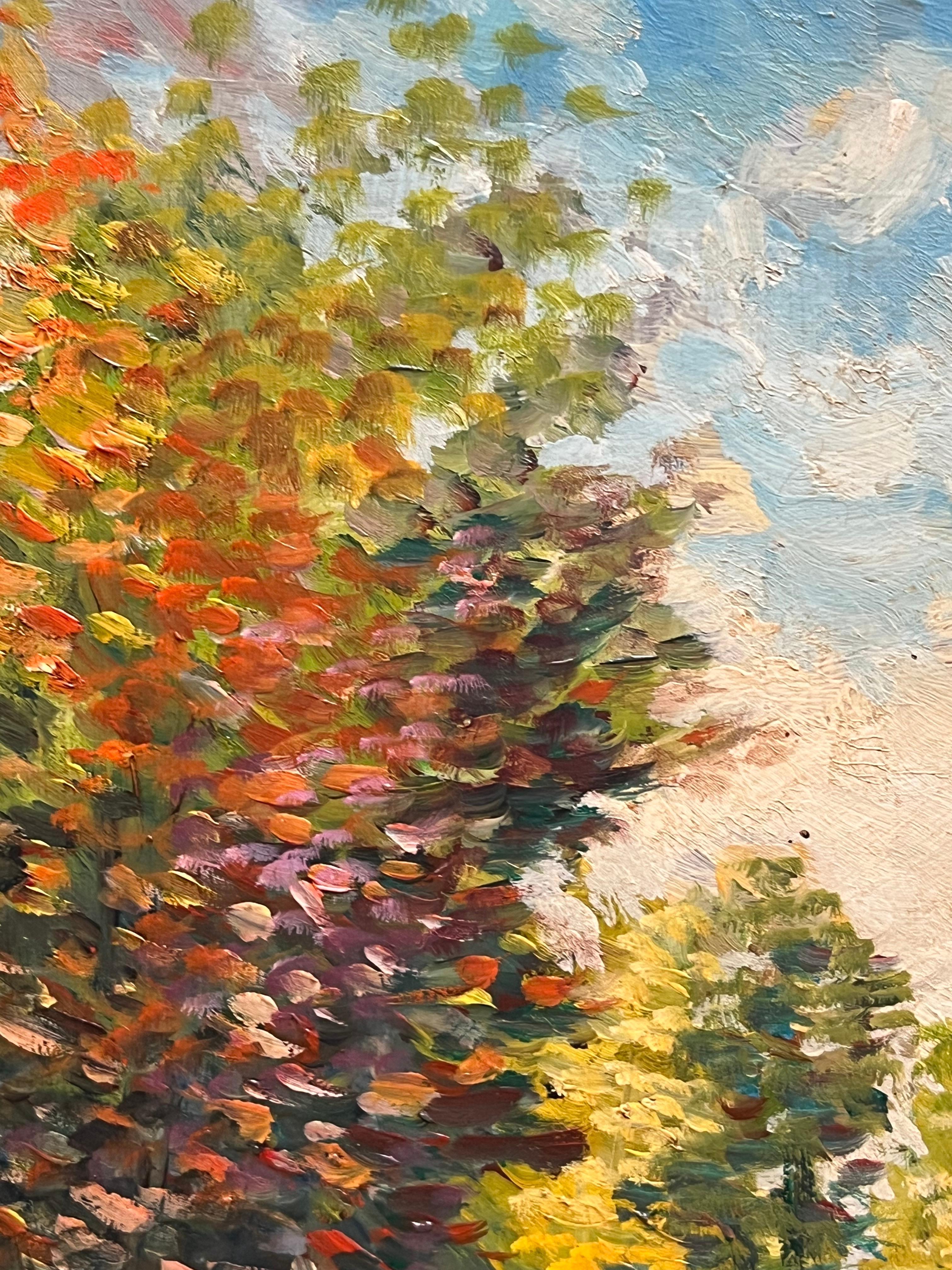 Französischer Impressionist 20. Jahrhundert Landschaftsgemälde Seeszene mit Figuren im Angebot 2